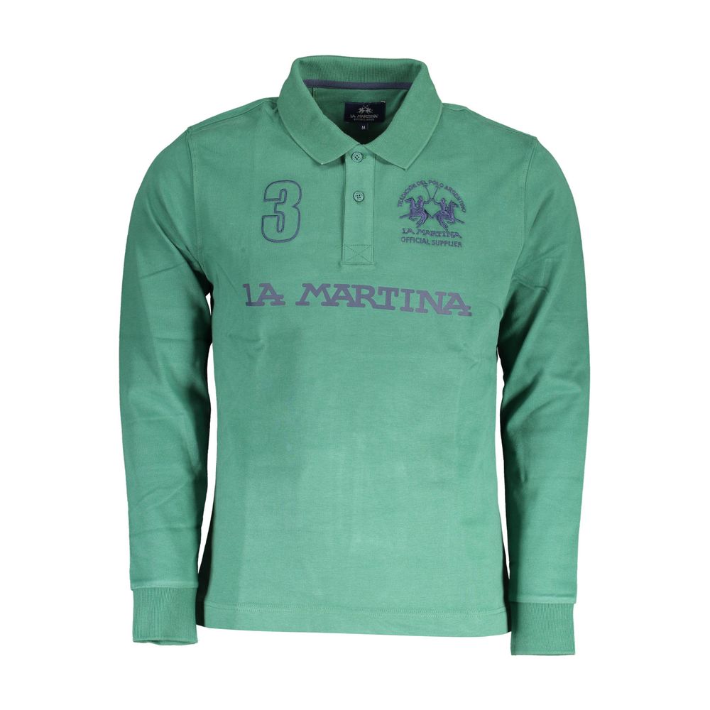 La Martina Grünes Herren-Poloshirt aus Baumwolle
