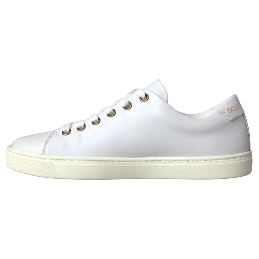Dolce & Gabbana Weiß Leder Gold Rot Herz Turnschuhe Schuhe