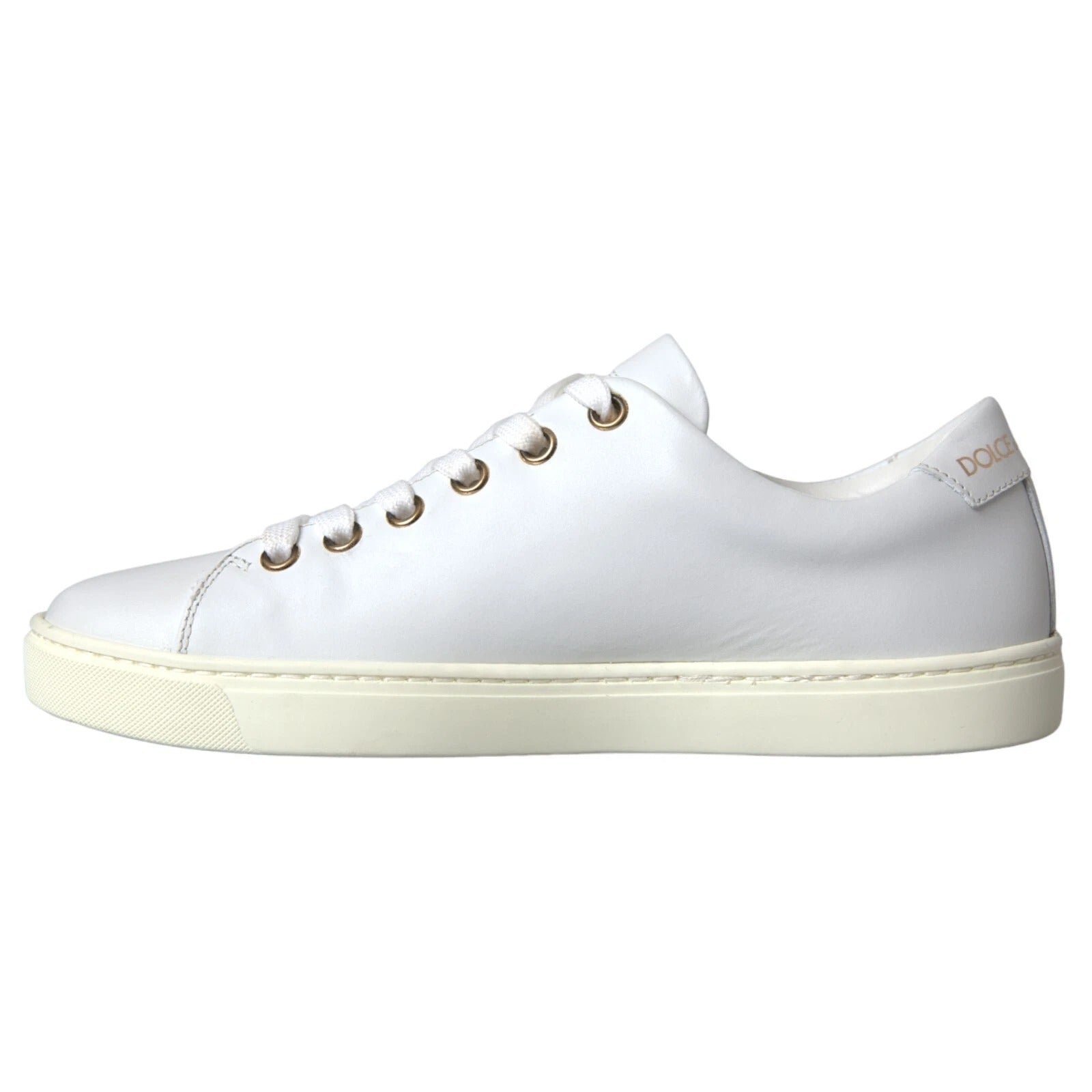 Dolce & Gabbana Weiß Leder Gold Rot Herz Turnschuhe Schuhe