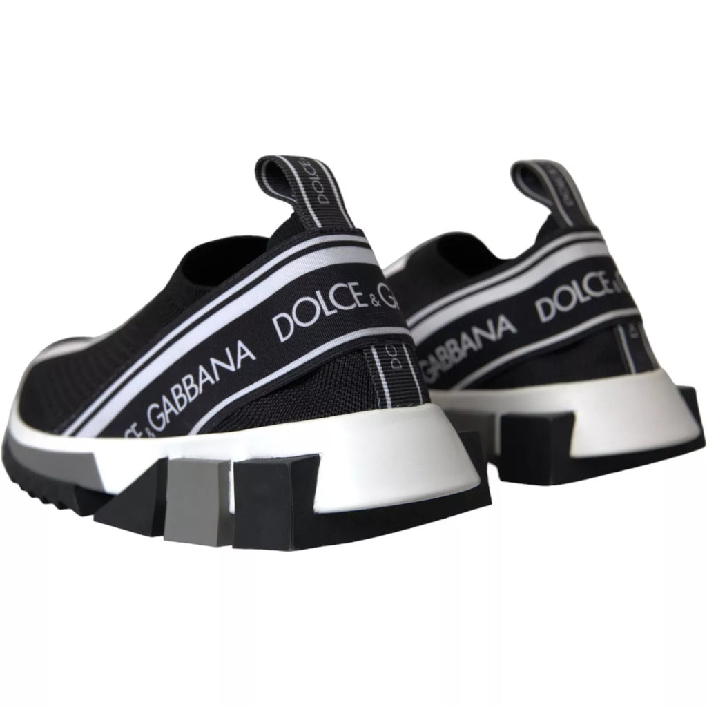 Dolce & Gabbana Black White Slip-On Sorrento Sneakers Shoes
