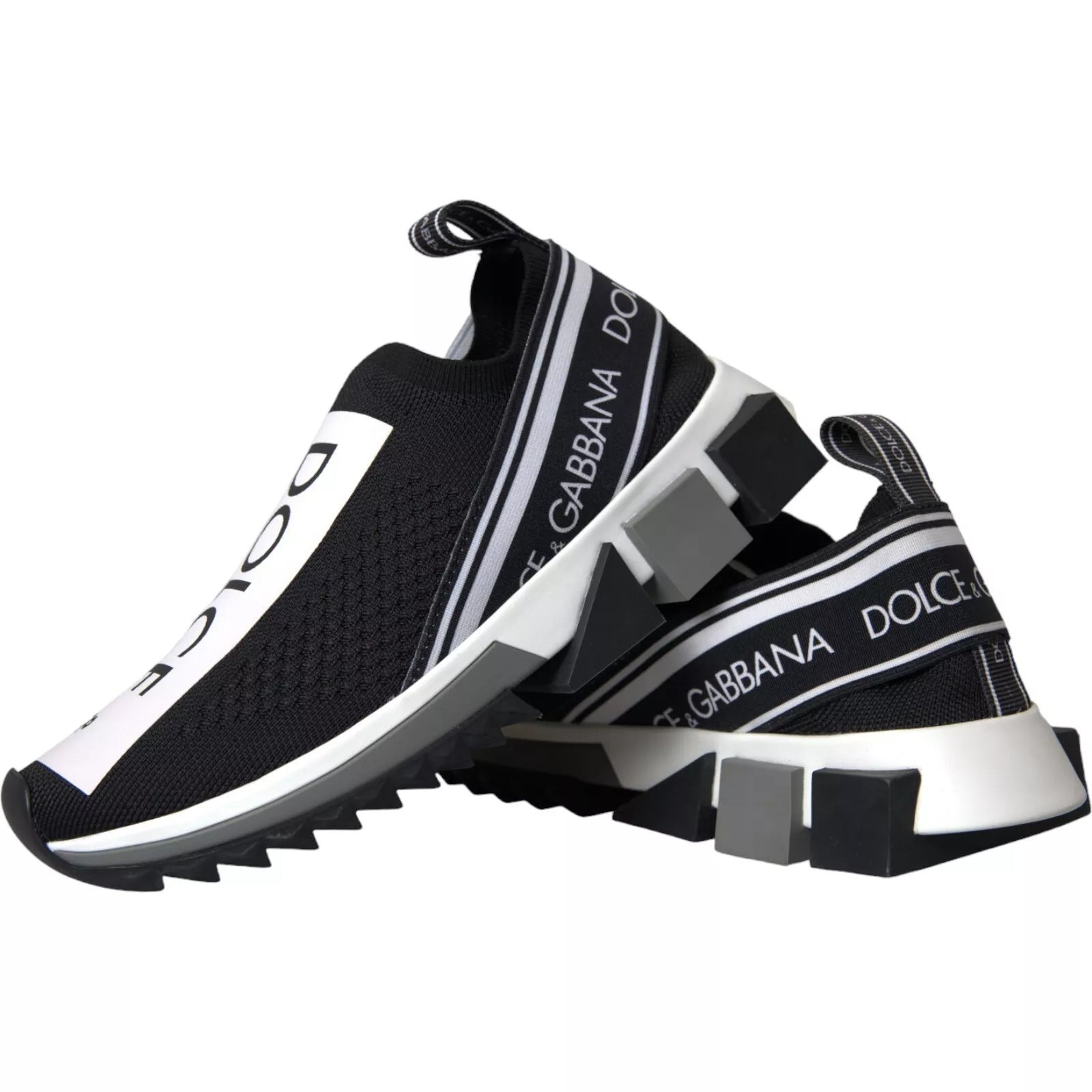Dolce & Gabbana Black White Slip-On Sorrento Sneakers Shoes