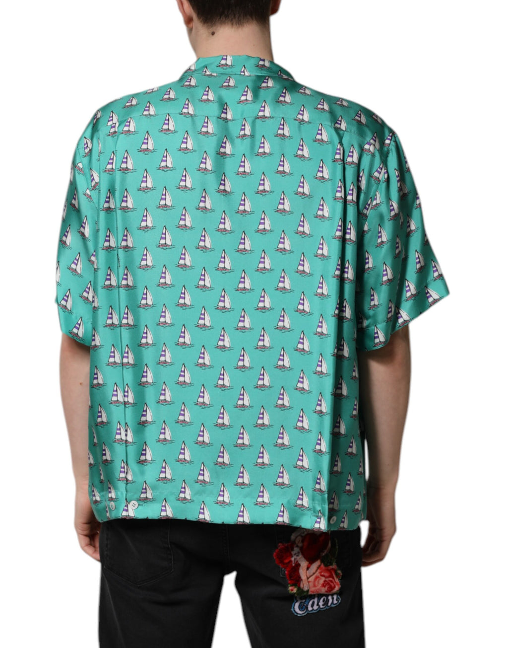 Dolce & Gabbana Green Printed Short Sleeve Casual Shirt
