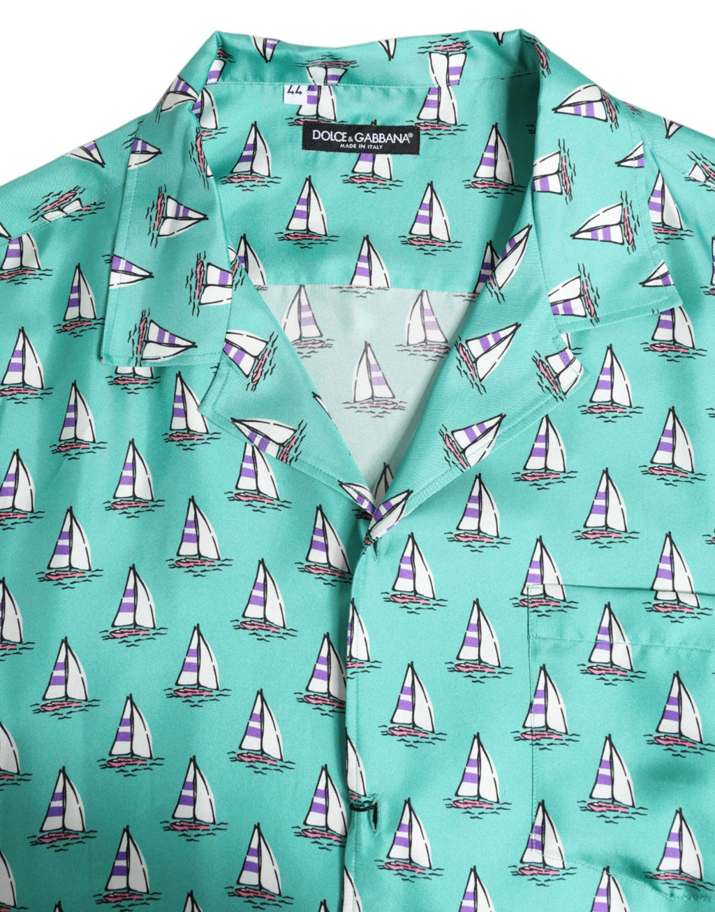 Dolce & Gabbana Green Printed Short Sleeve Casual Shirt