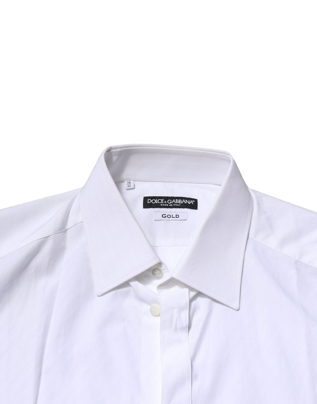 Dolce & Gabbana White Cotton Long-Sleeve GOLD Formal Shirt