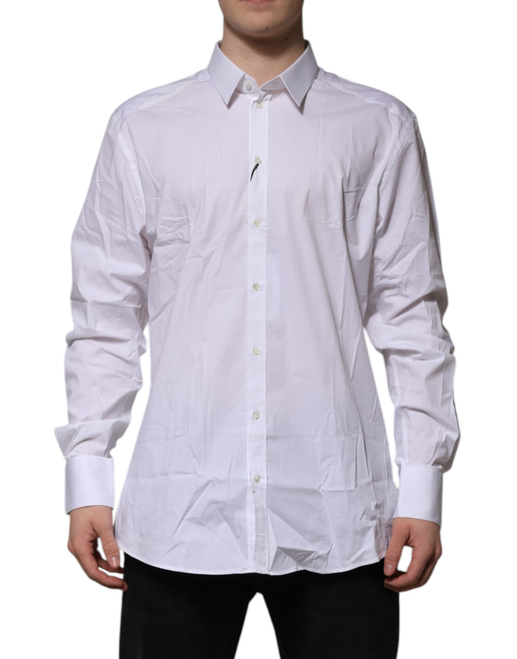 Dolce & Gabbana White Long-Sleeve Cotton GOLD Formal Shirt