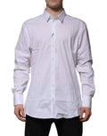 Dolce & Gabbana White Long-Sleeve Cotton GOLD Formal Shirt