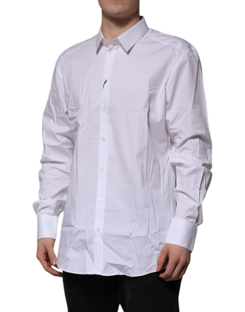 Dolce & Gabbana White Long-Sleeve Cotton GOLD Formal Shirt