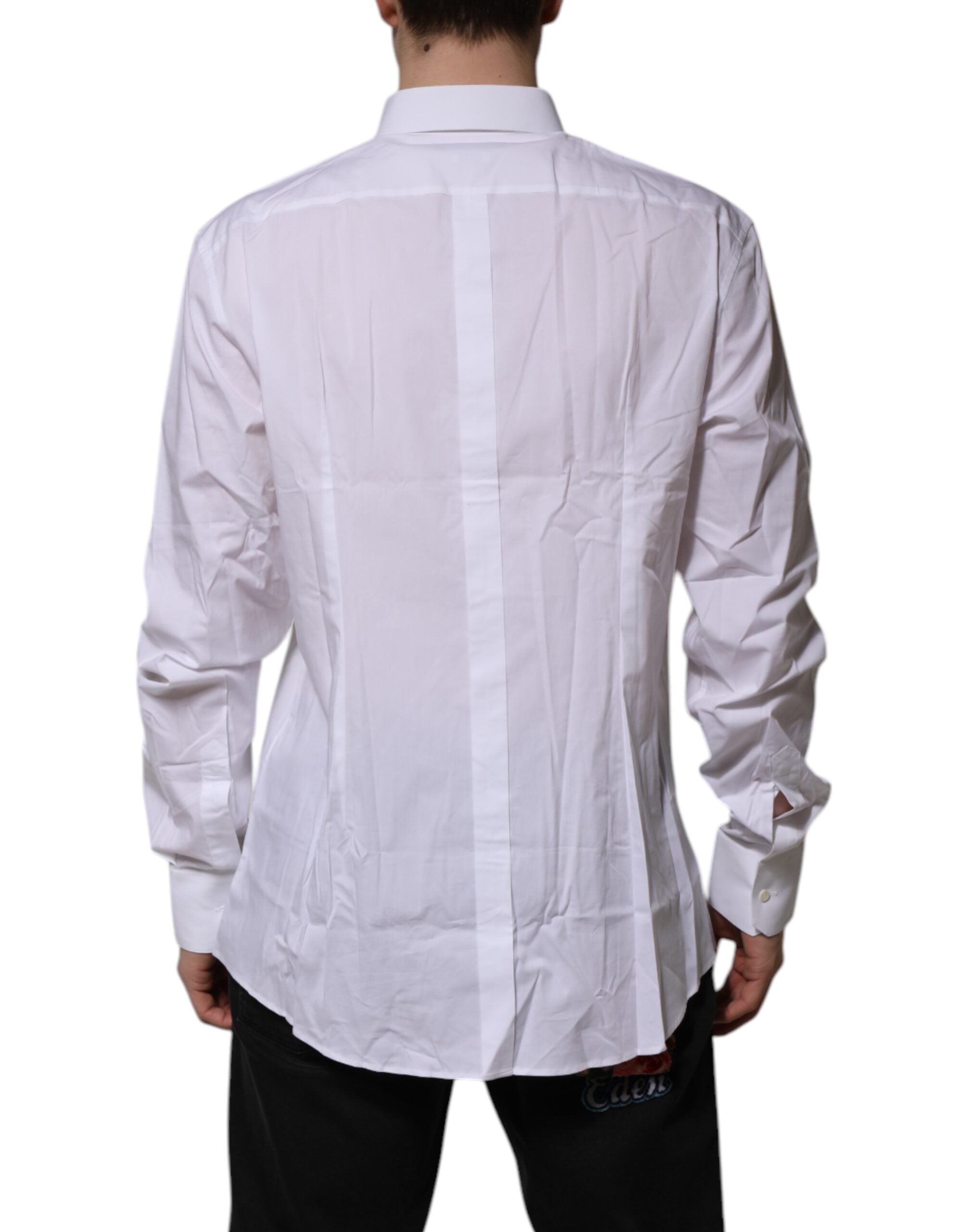 Dolce & Gabbana White Long-Sleeve Cotton GOLD Formal Shirt