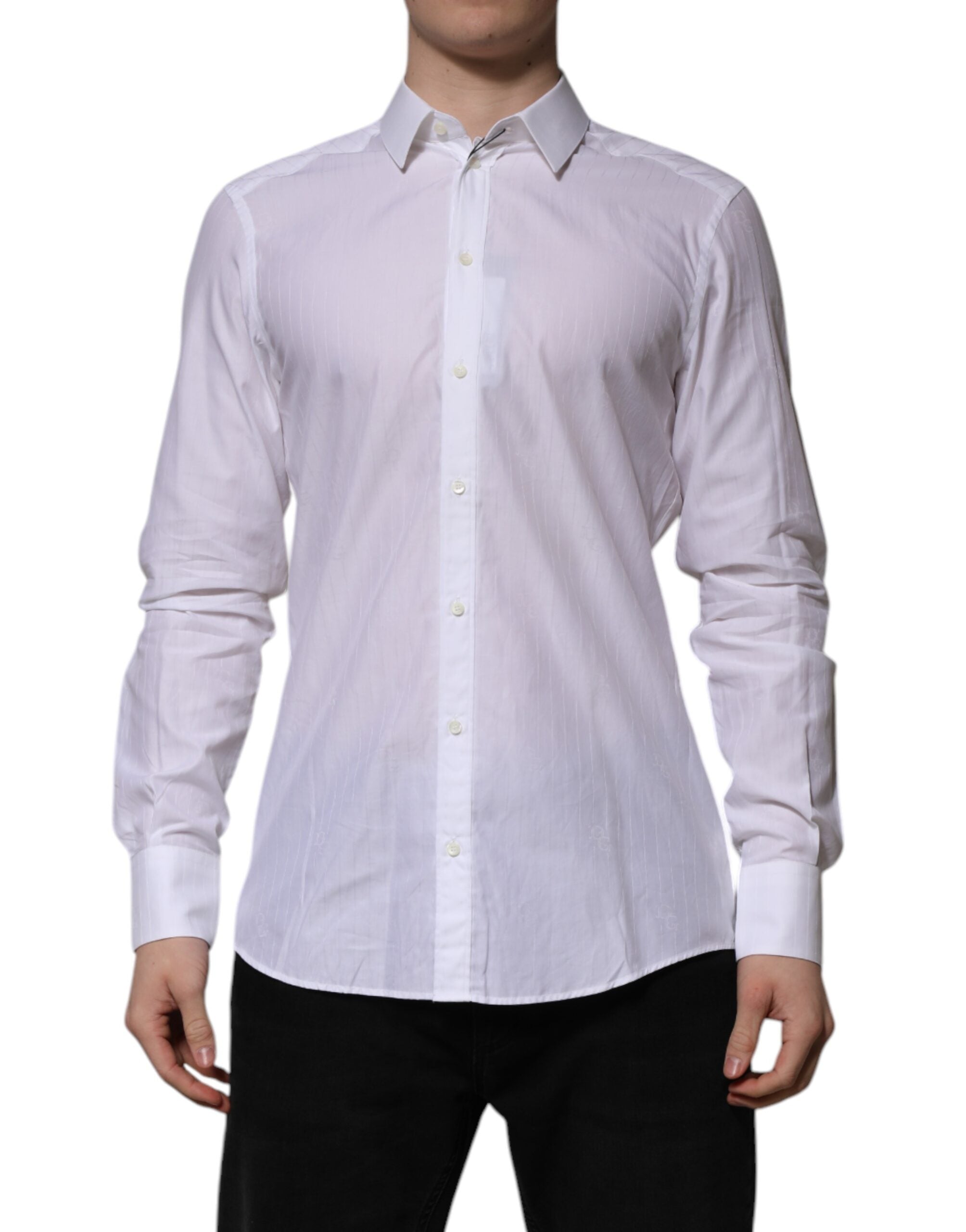 Dolce & Gabbana Weißes Langarmhemd aus Baumwolle MARTINI Formal