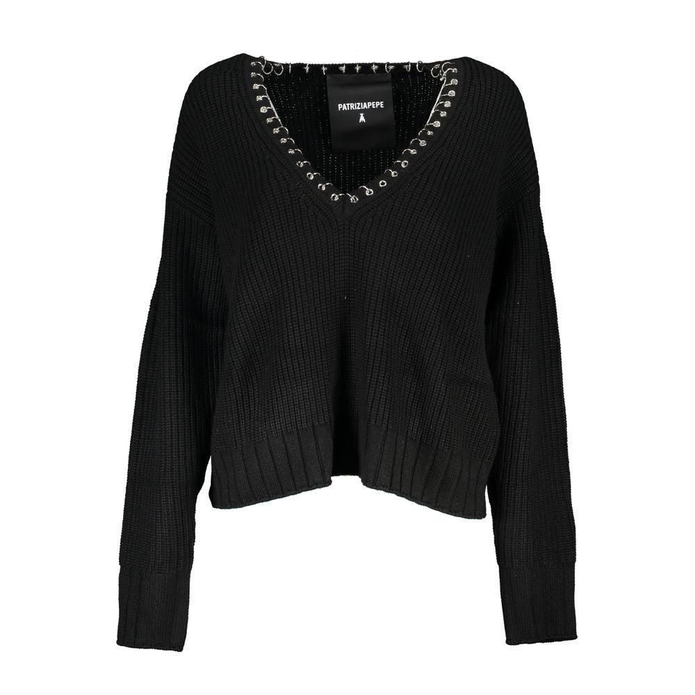 Patrizia Pepe Elegant long-sleeved V-neck sweater with chic details