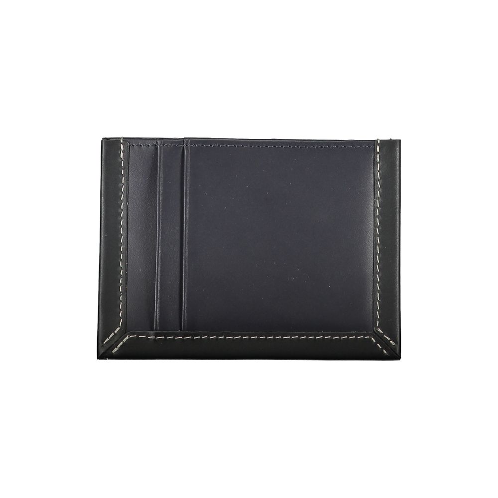 Tommy Hilfiger Elegant Blue Leather Card Holder with Contrast Detail