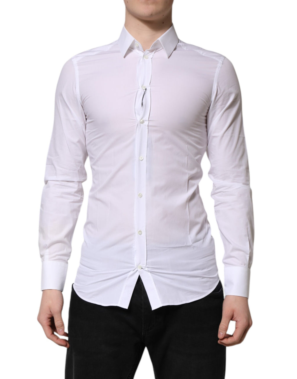 Dolce & Gabbana White GOLD Long Sleeve Dress Men's Formal Shirt