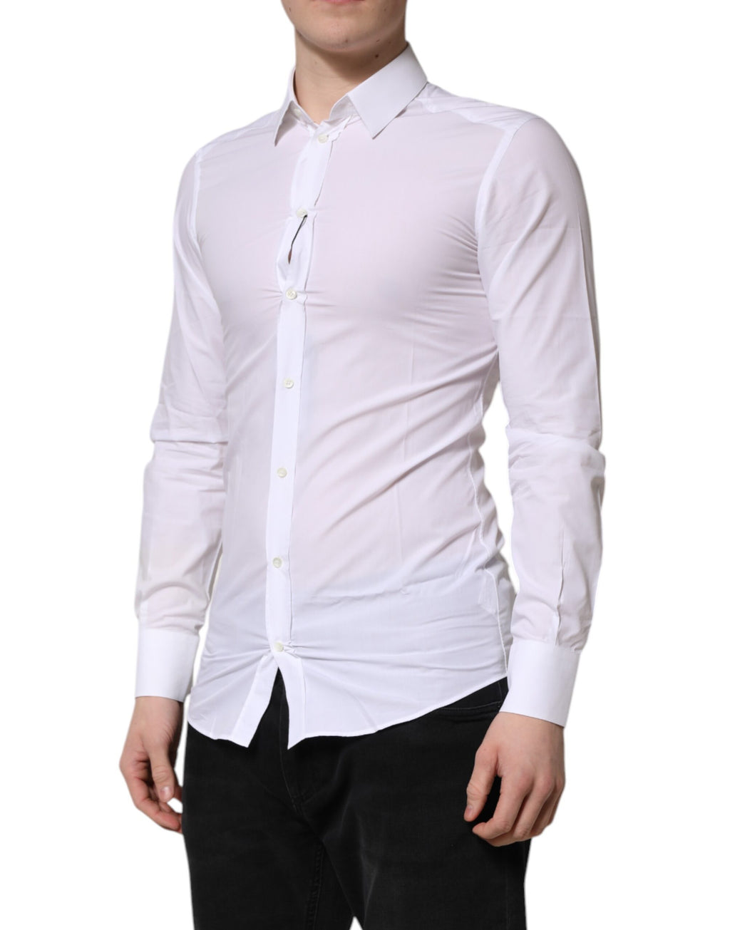 Dolce & Gabbana White GOLD Long Sleeve Dress Men's Formal Shirt