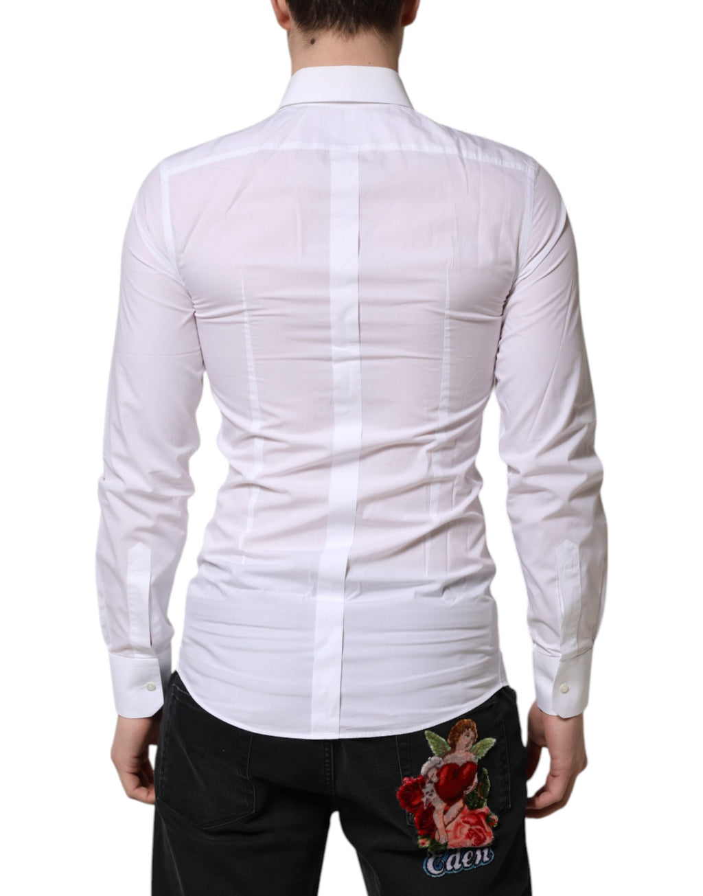 Dolce & Gabbana White GOLD Long Sleeve Dress Men's Formal Shirt