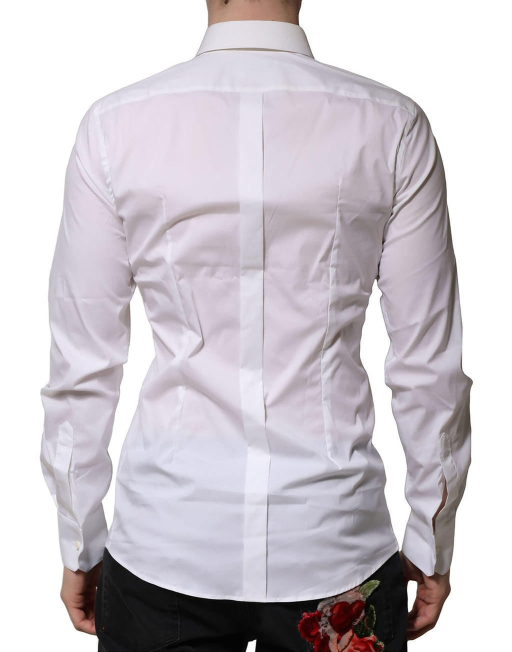 Dolce & Gabbana White Cotton Long-Sleeve GOLD Formal Shirt