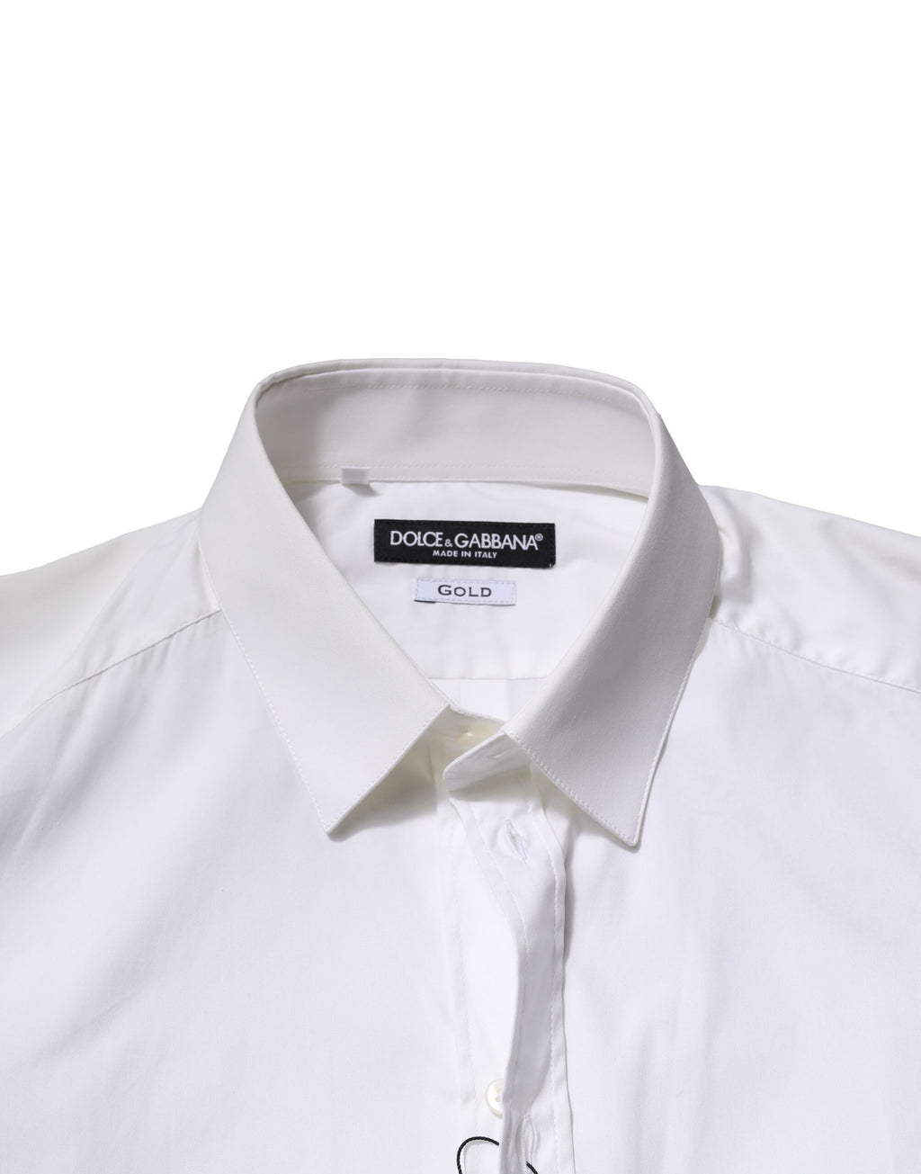 Dolce & Gabbana White Cotton Long-Sleeve GOLD Formal Shirt