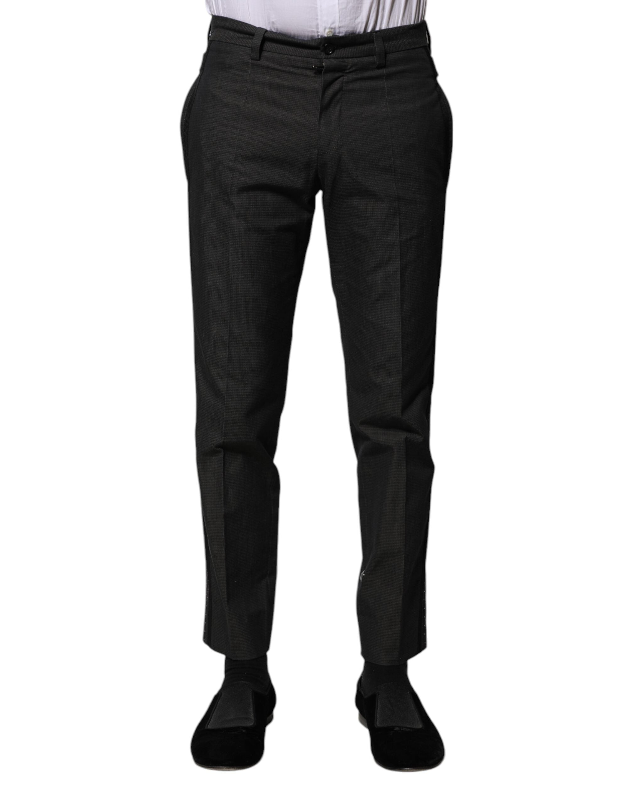 Dolce & Gabbana Graue gemusterte formelle Hose aus Baumwolle