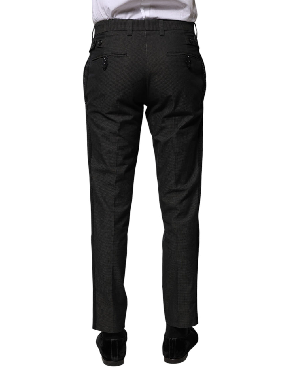 Dolce & Gabbana Graue gemusterte formelle Hose aus Baumwolle
