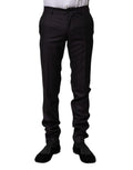 Dolce & Gabbana Schwarz gemusterte formelle Hose aus Wolle
