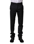 Dolce & Gabbana Gestreifte formelle Hose aus schwarzer Wolle