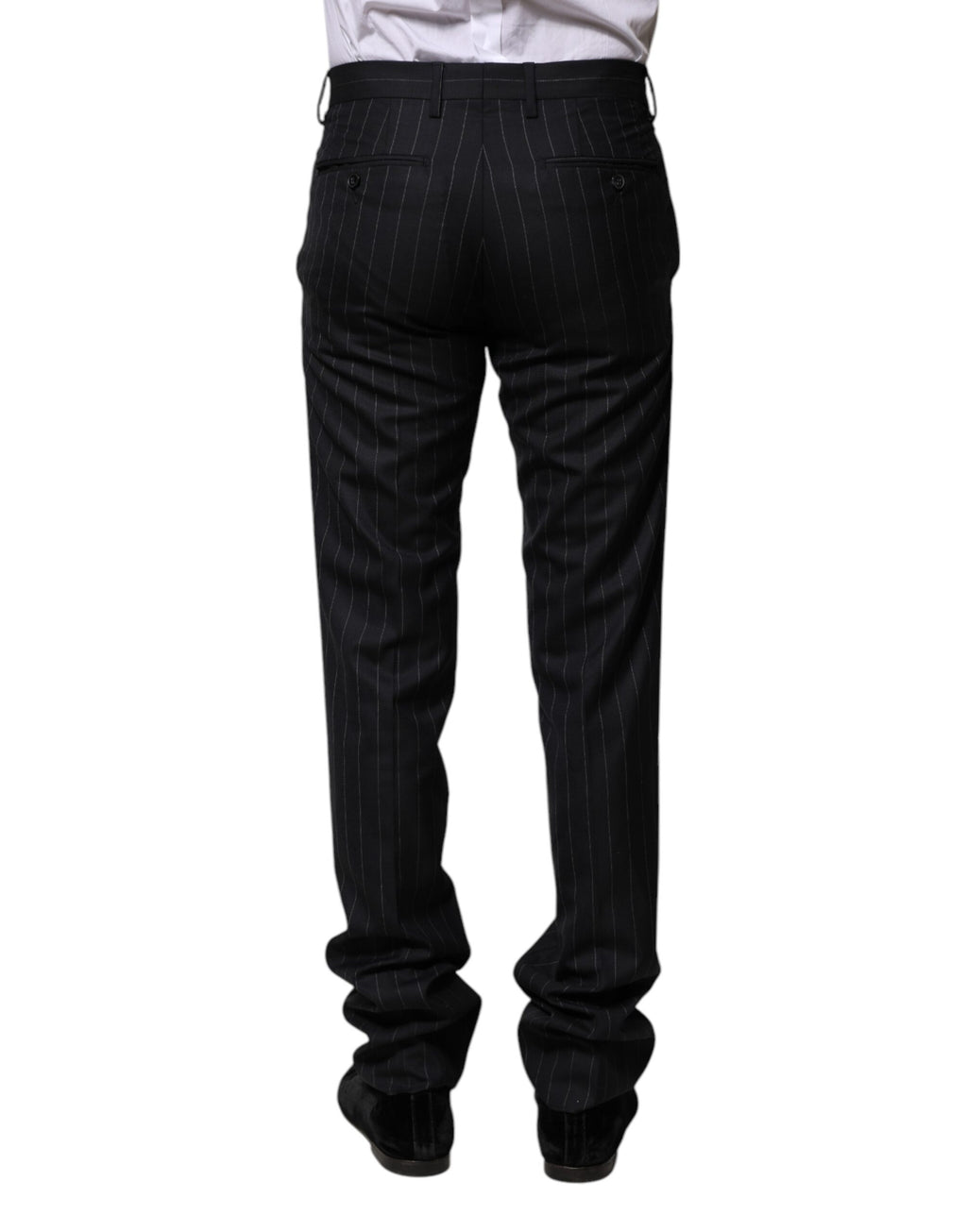 Dolce & Gabbana Gestreifte formelle Hose aus schwarzer Wolle