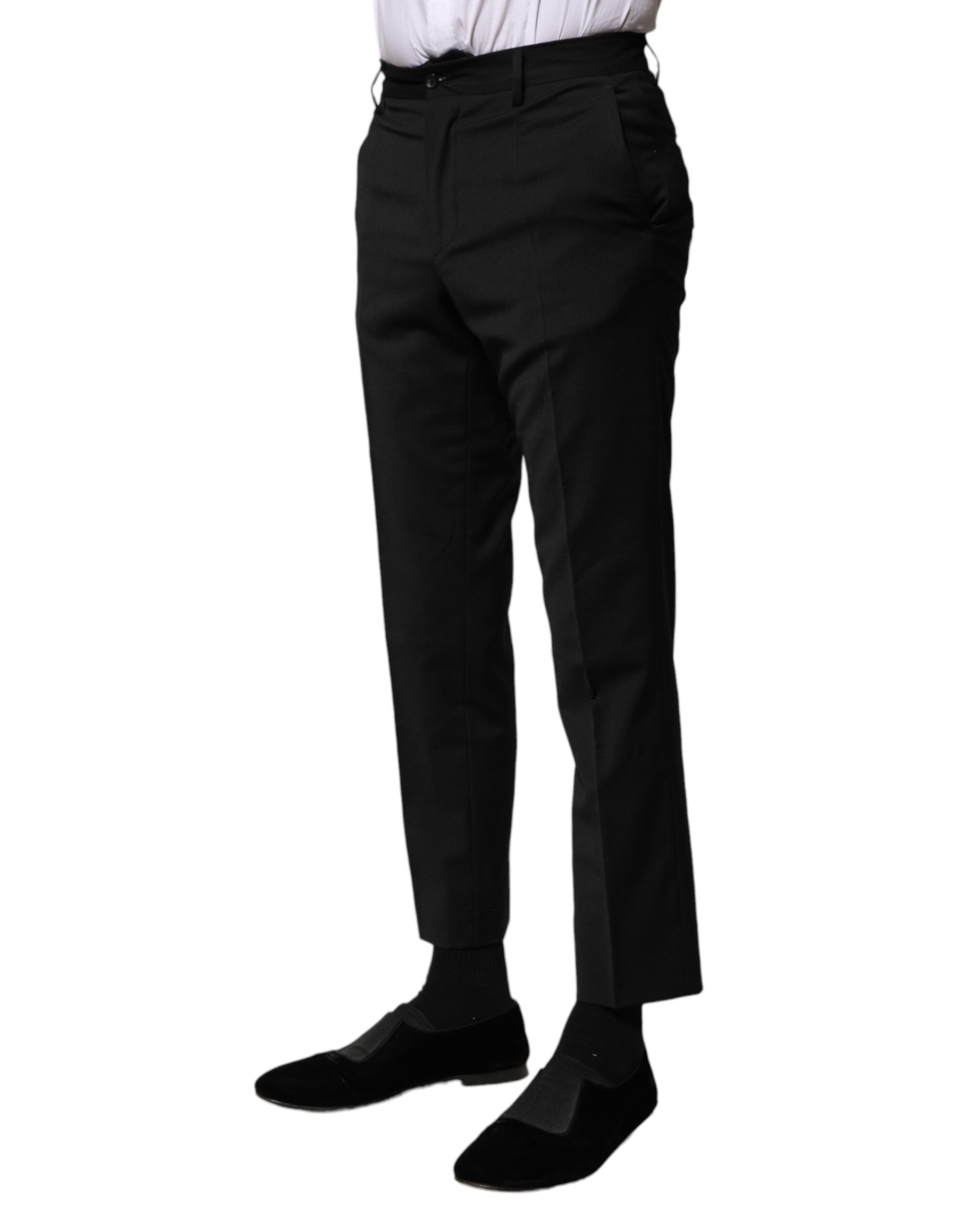 Dolce & Gabbana Black Wool Formal Men's Cropped Pants