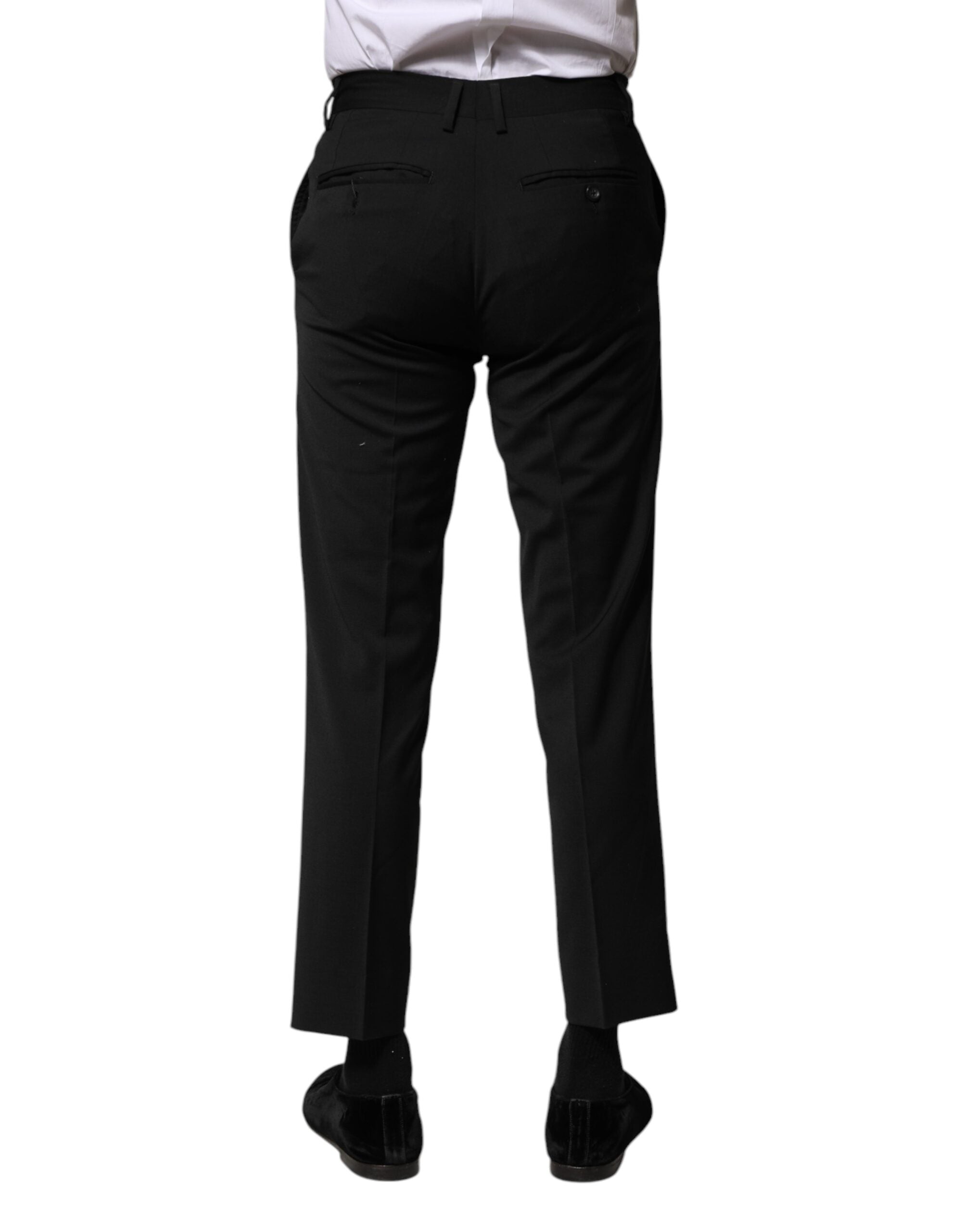 Dolce & Gabbana Black Wool Formal Men's Cropped Pants