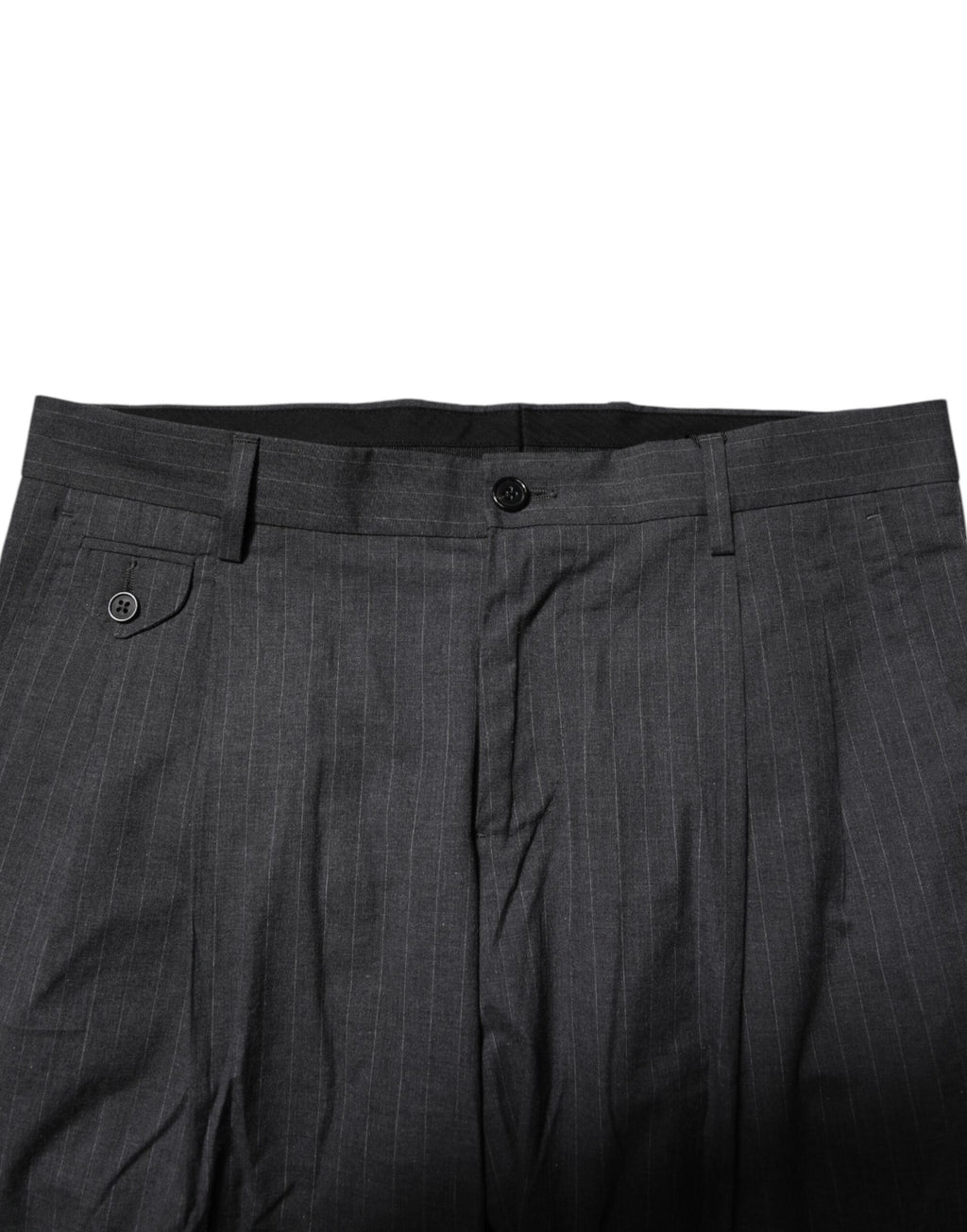 Dolce & Gabbana Grey Striped Cotton Formal Trousers