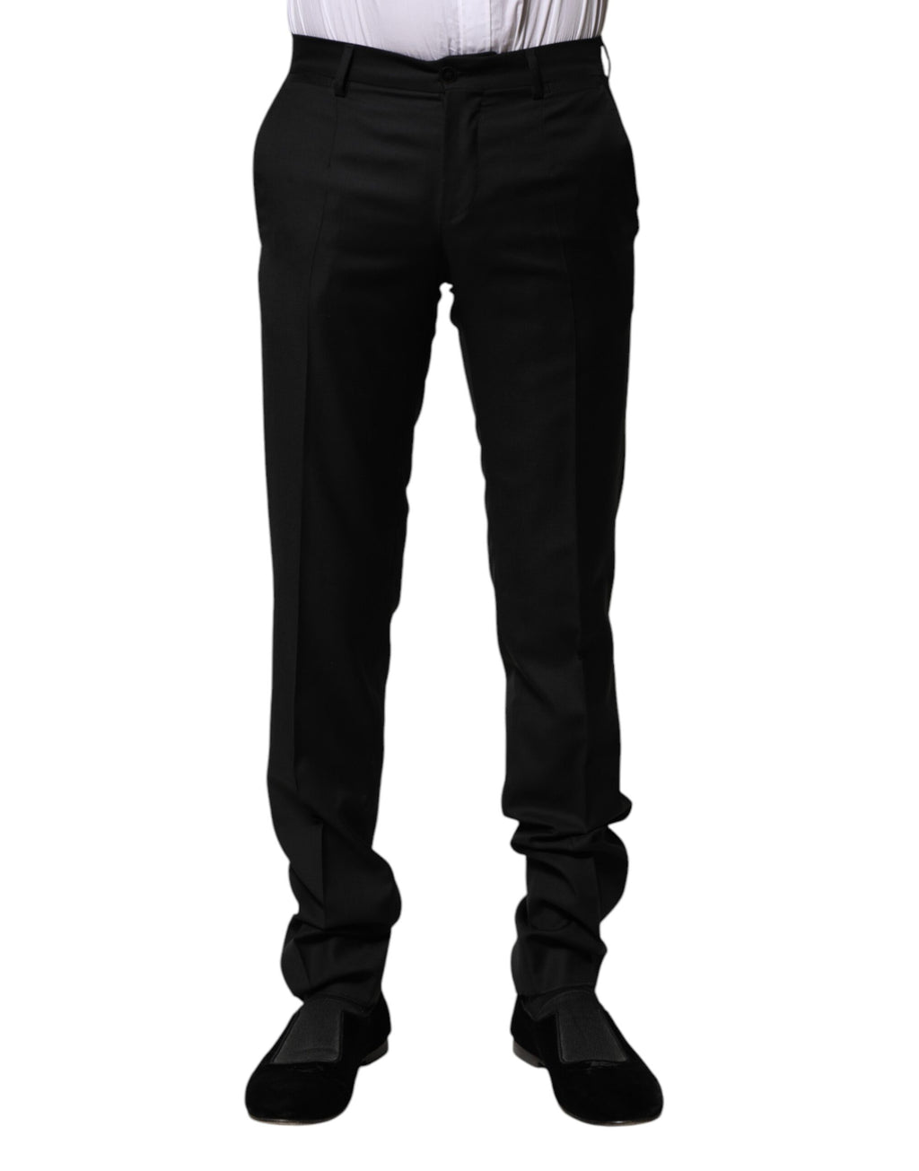 Dolce & Gabbana Black Wool Formal Men's Slim Trousers
