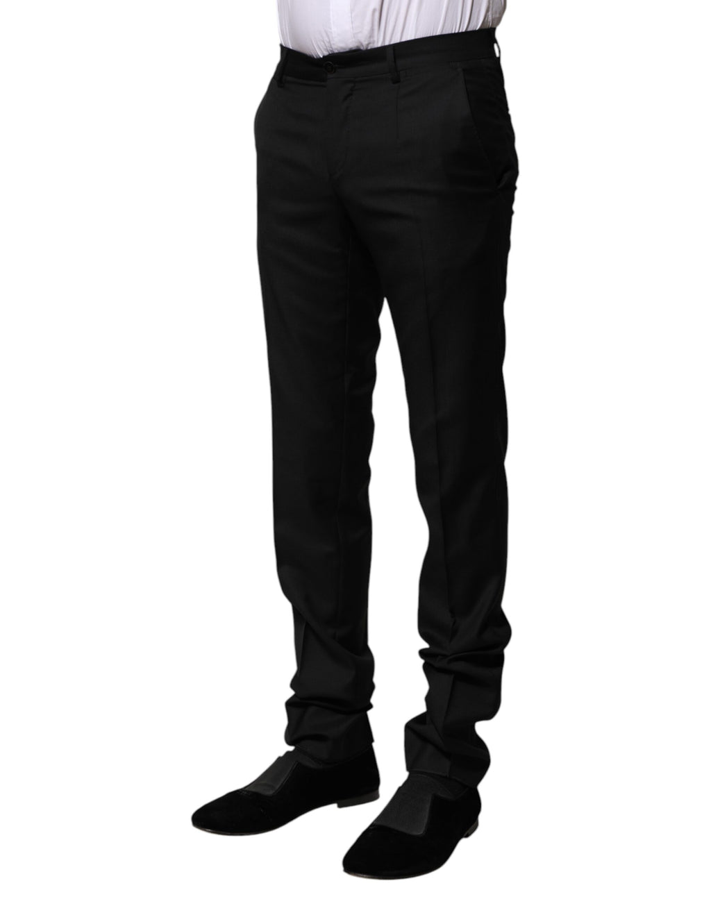 Dolce & Gabbana Black Wool Formal Men's Slim Trousers