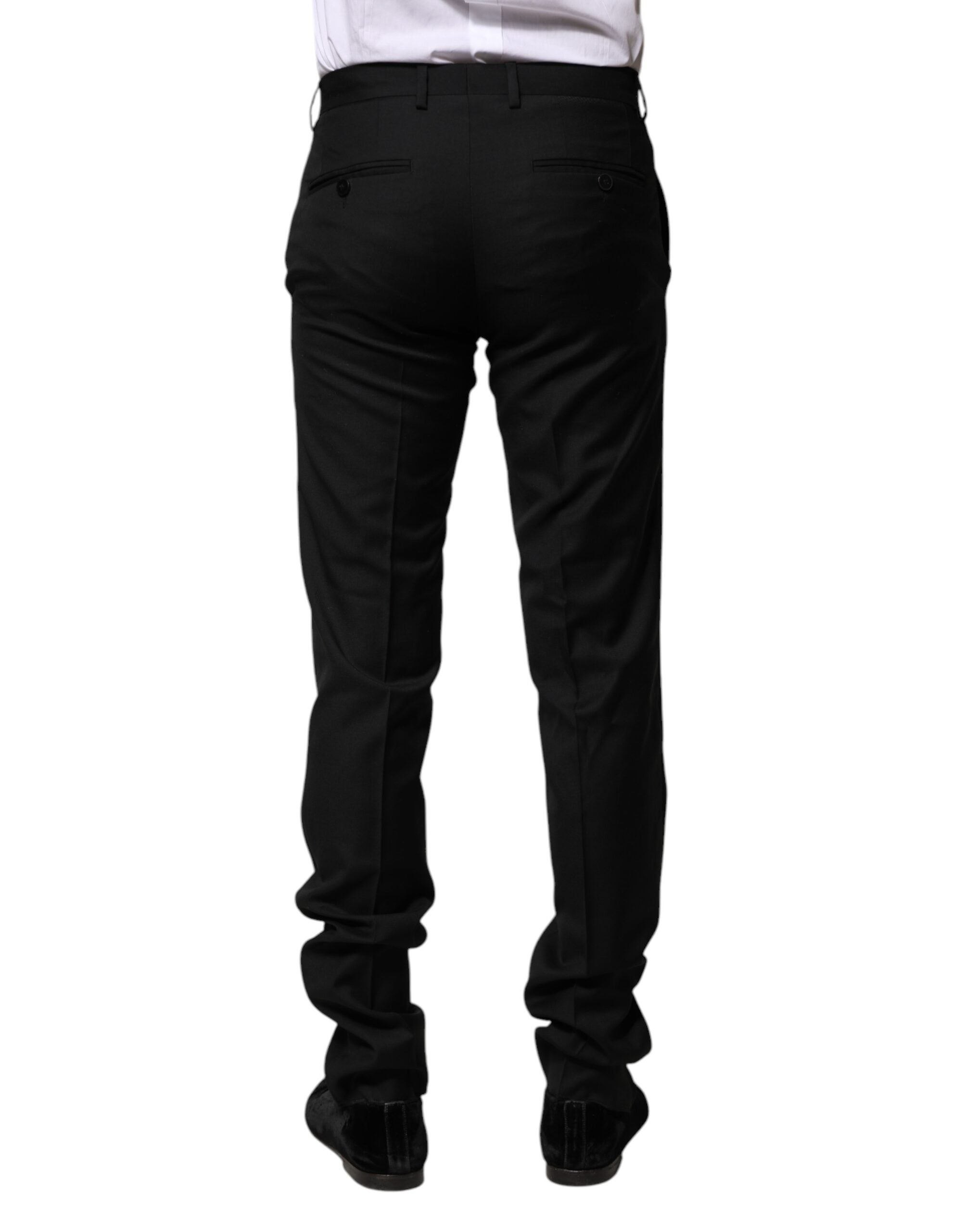 Dolce & Gabbana Black Wool Formal Men's Slim Trousers