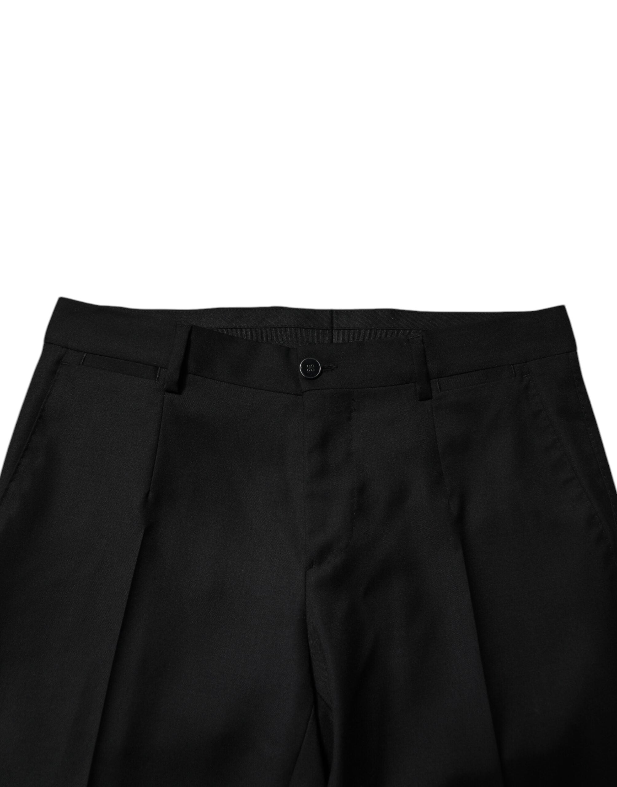 Dolce & Gabbana Black Wool Formal Men's Slim Trousers