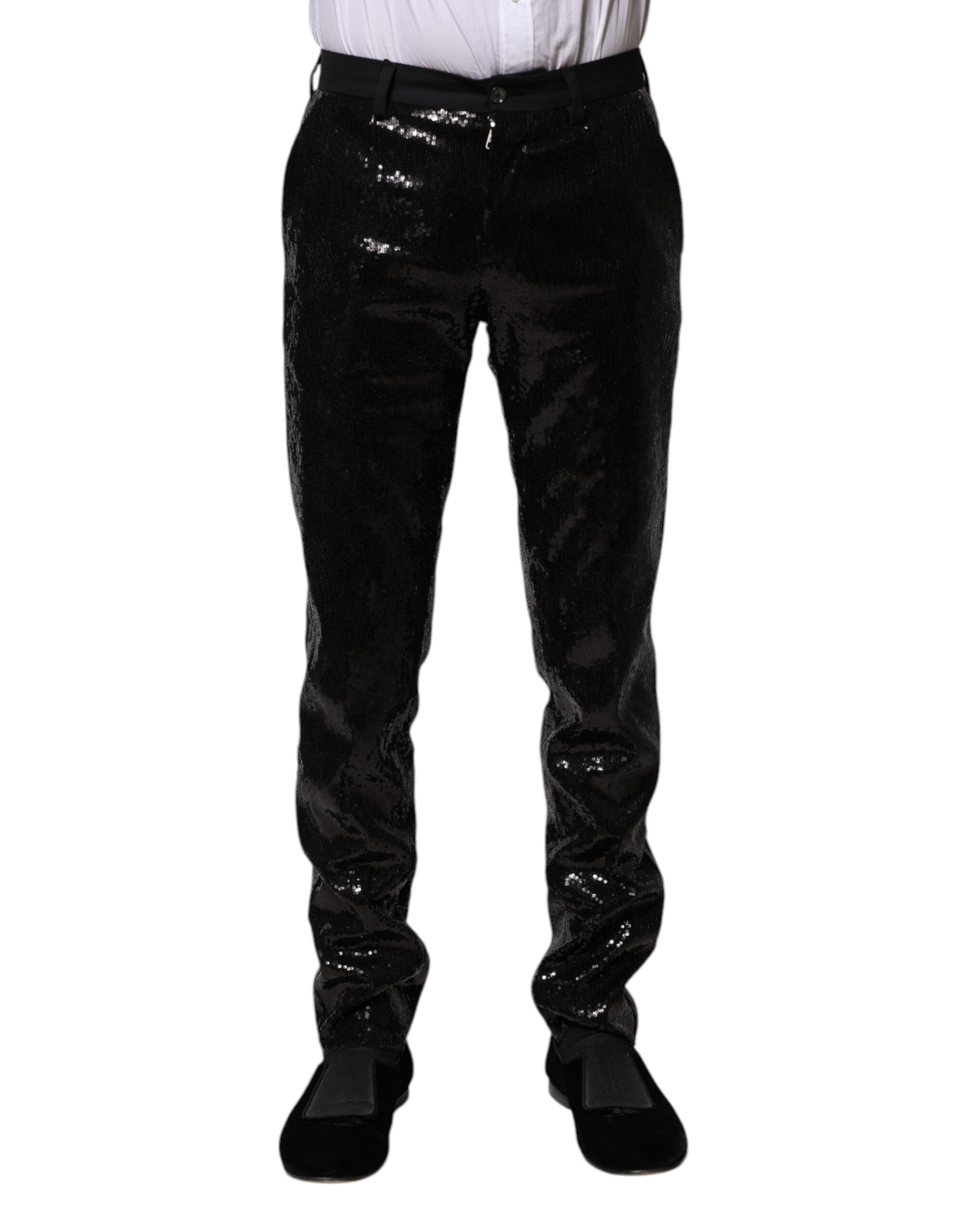 Dolce & Gabbana Schwarze Hose mit Pailletten-Verzierung