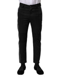 Dolce & Gabbana Schwarz Grau Fantasie Baumwolle Formal Slim Hose