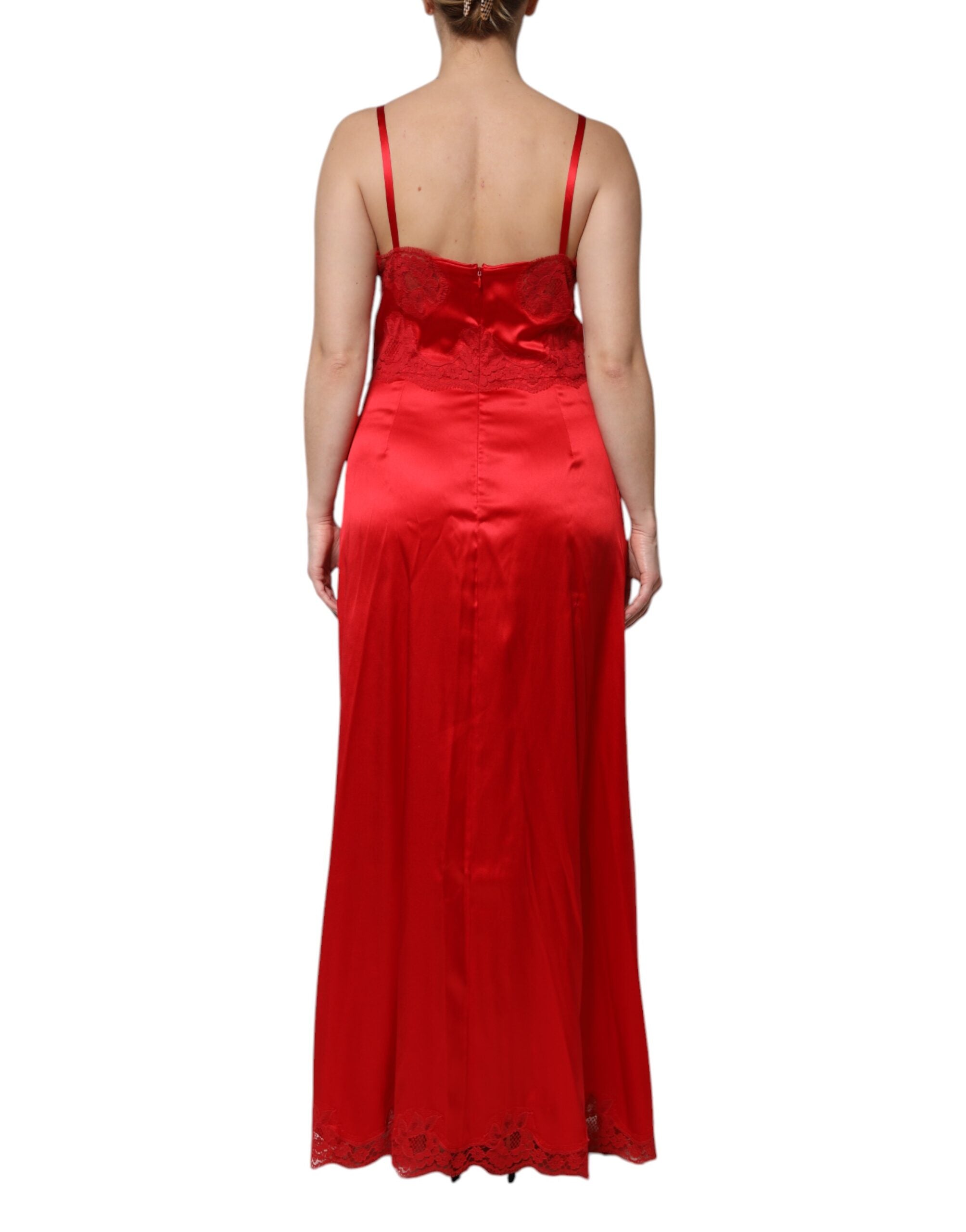 Dolce & Gabbana Red Sleeveless Long Silk Maxi Dress