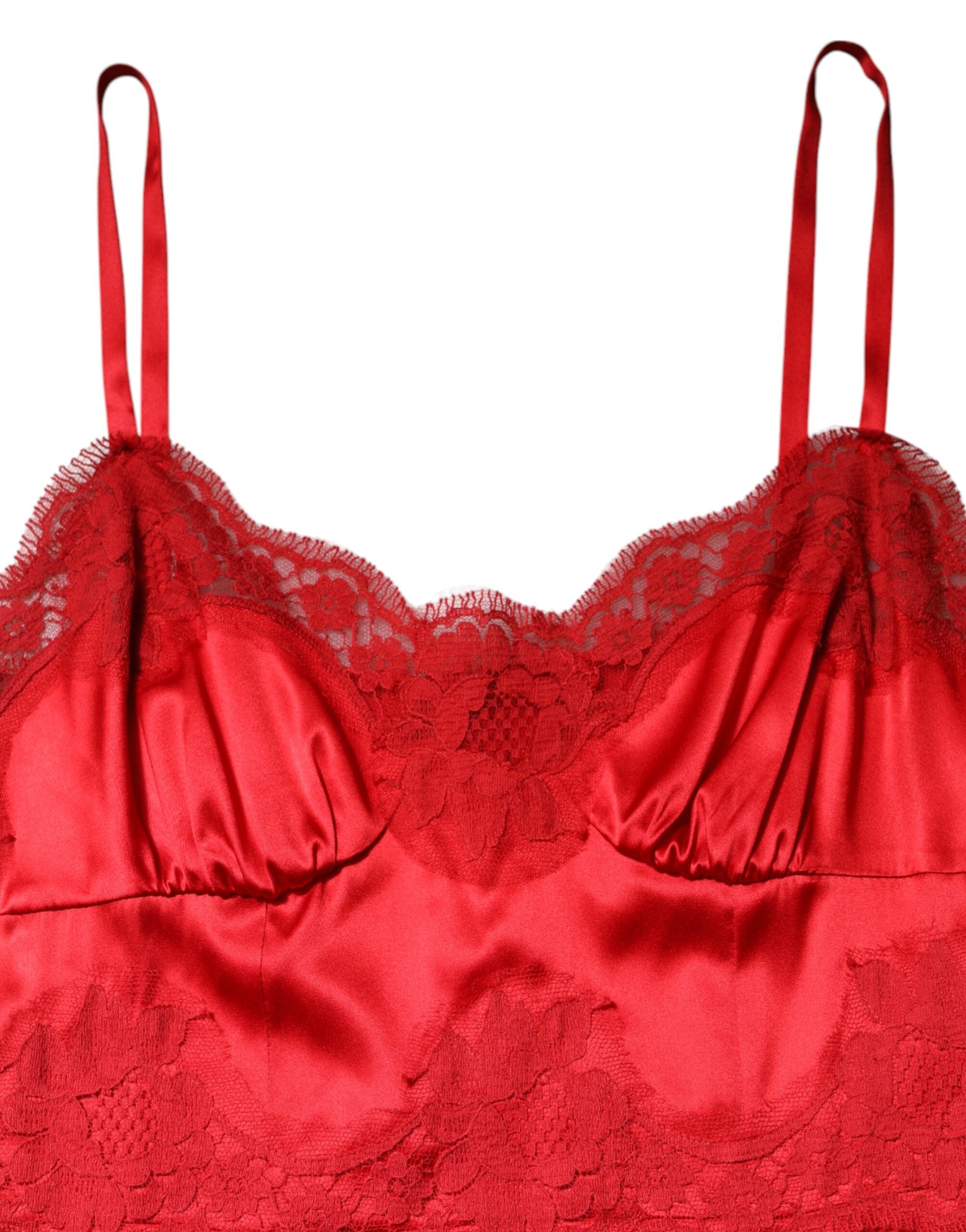 Dolce & Gabbana Red Sleeveless Long Silk Maxi Dress