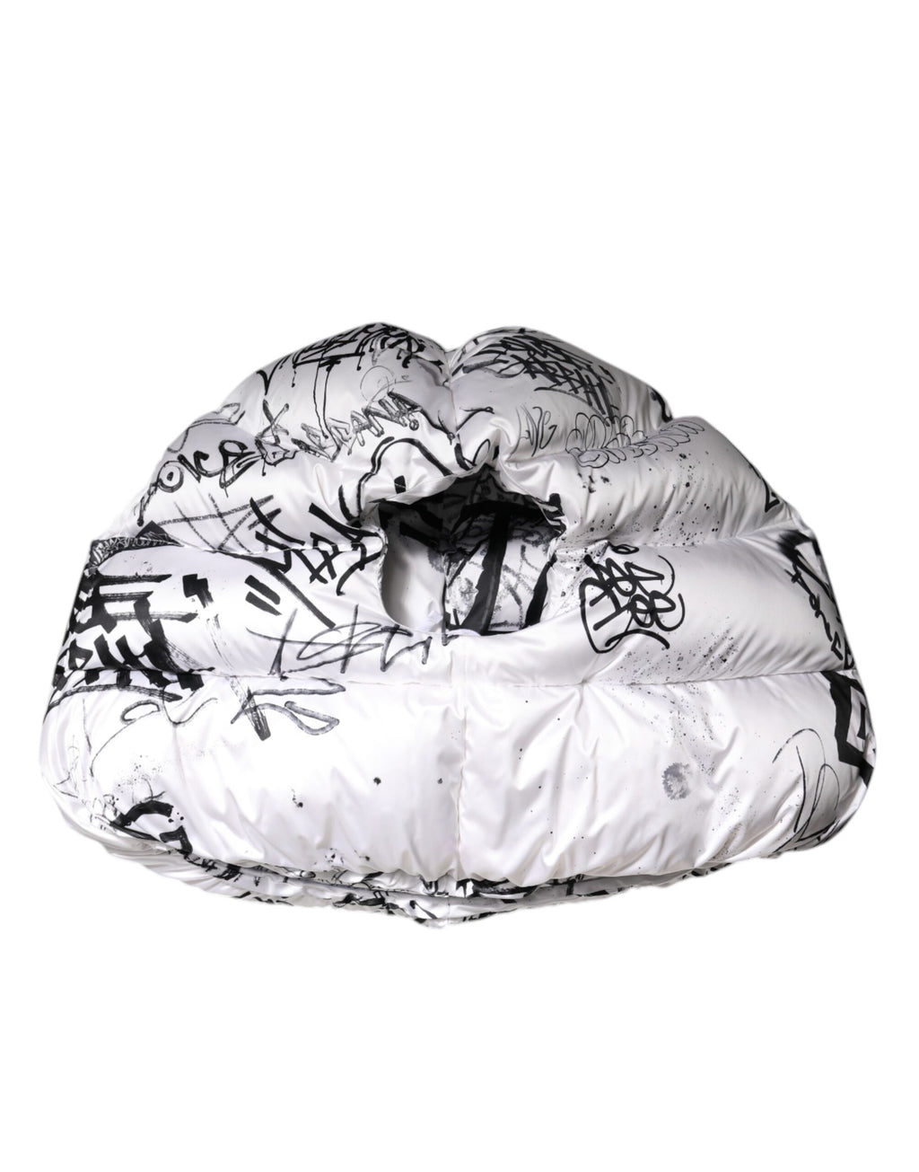 Dolce & Gabbana Quilted Cap with Printed Hood in White Polyester