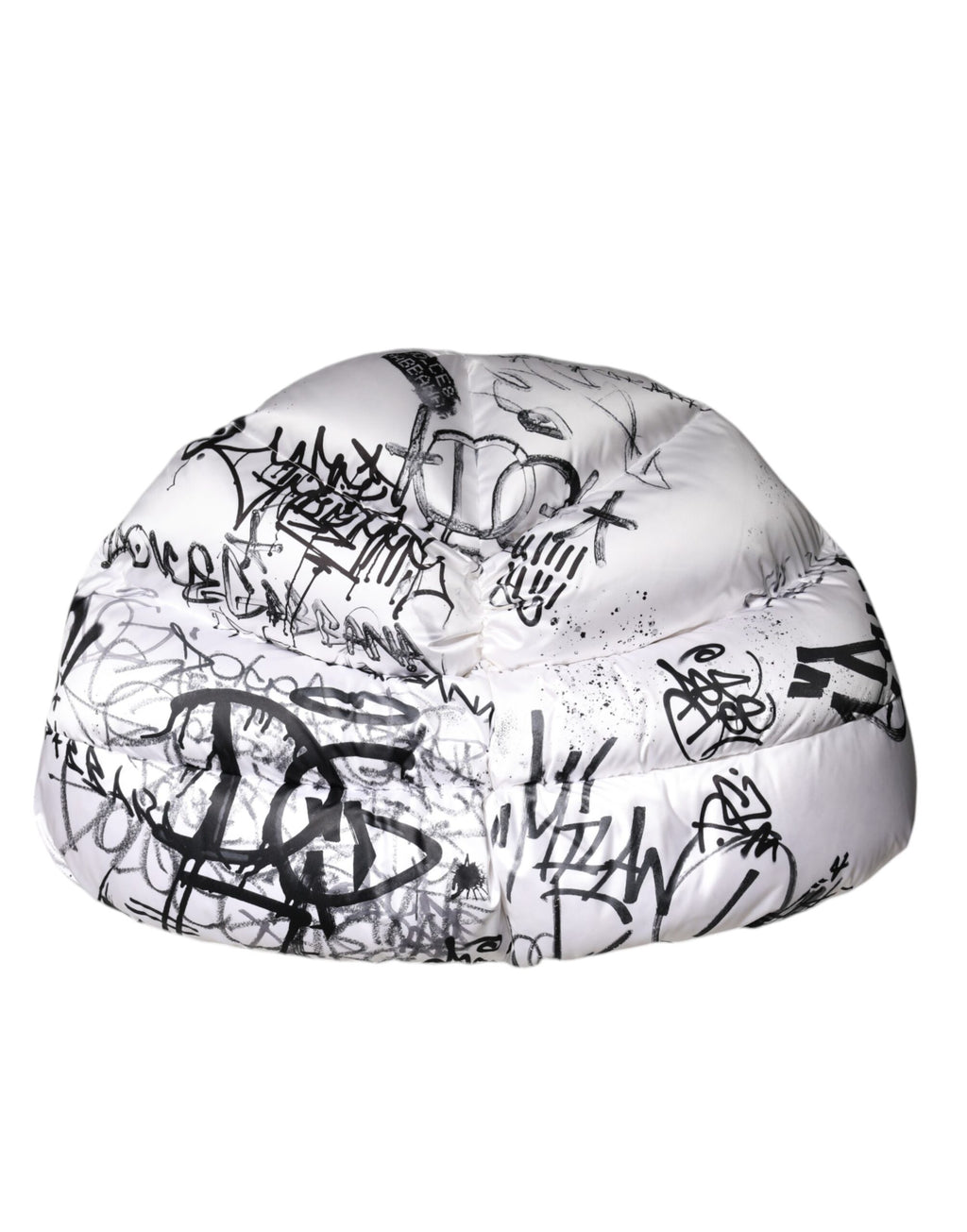 Dolce & Gabbana Quilted Cap with Printed Hood in White Polyester