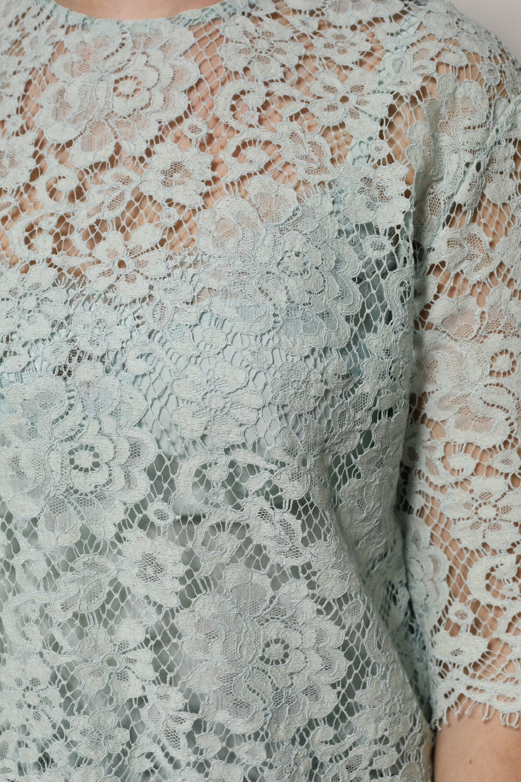 Dolce & Gabbana Mintgrünes Blusenoberteil aus Baumwolle mit Blumenmuster