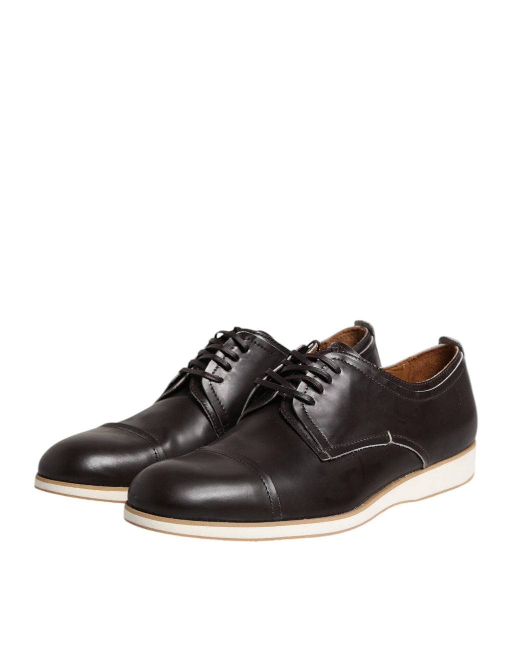 Pollini Dark Brown Leather Derby Lace-Up Dress Formal Shoes