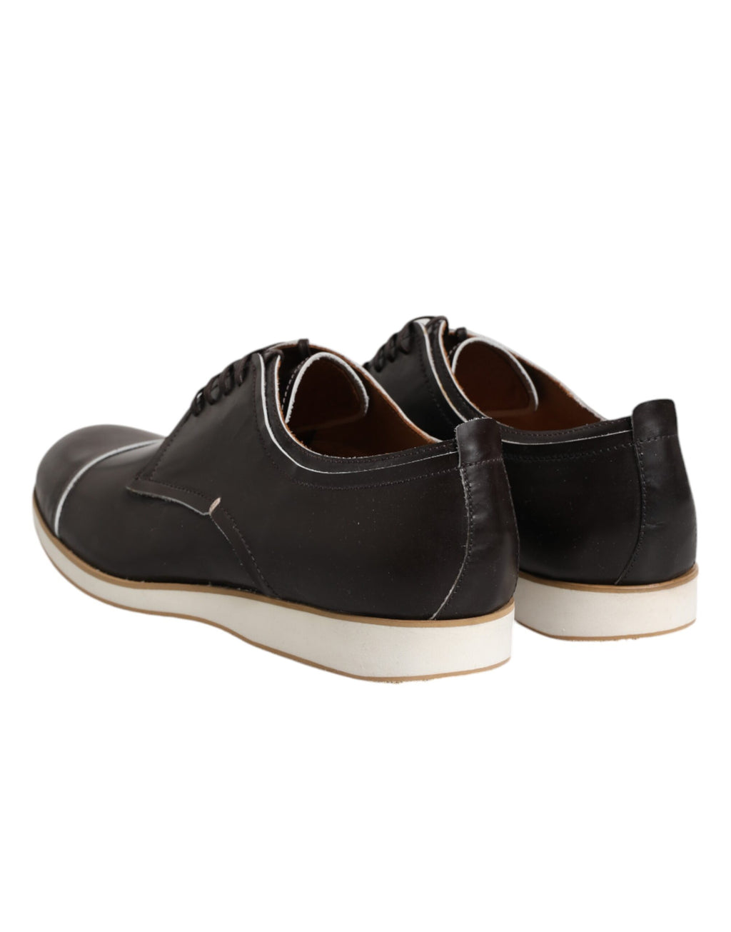 Pollini Dark Brown Leather Derby Lace-Up Dress Formal Shoes