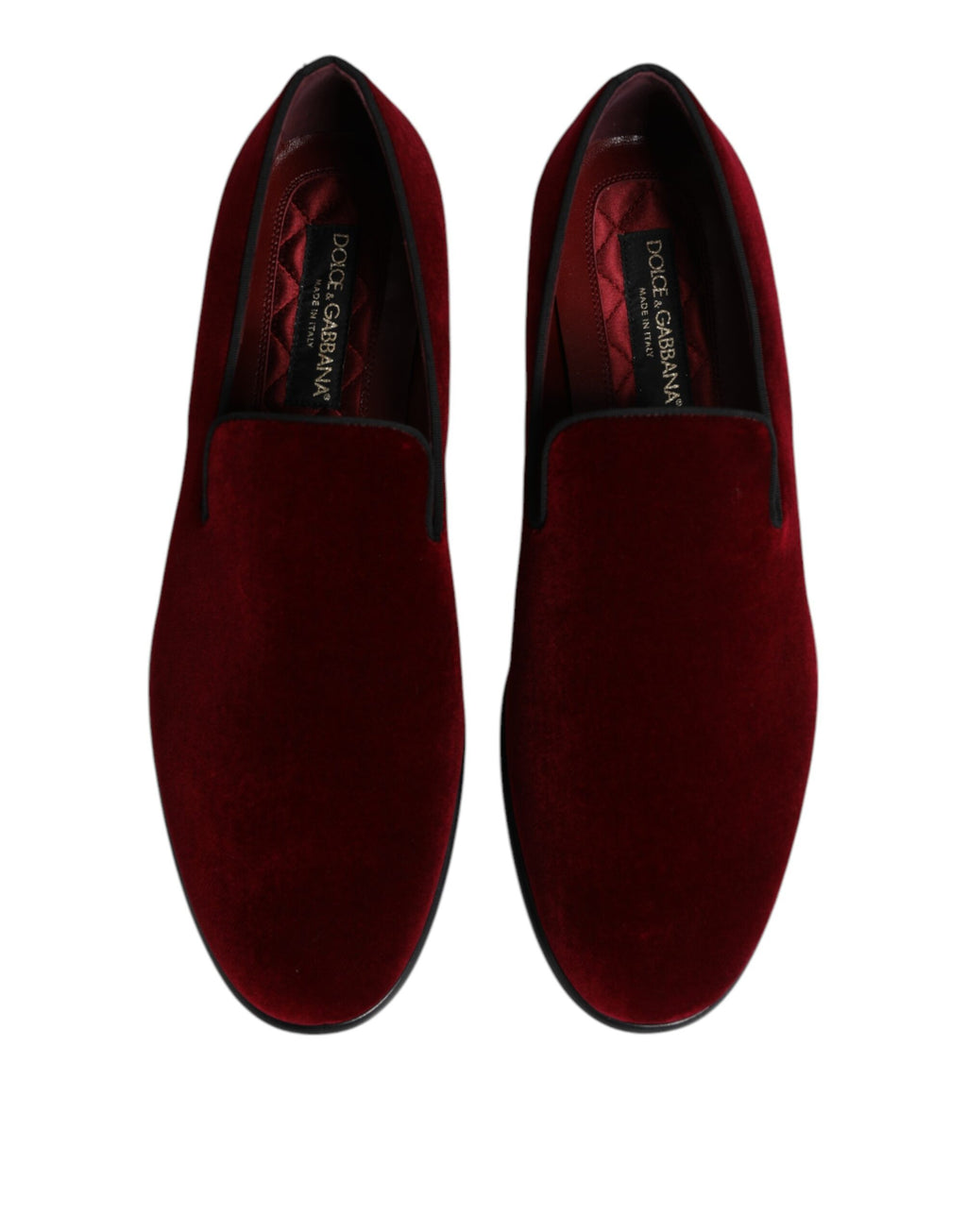 Dolce & Gabbana Red Cotton Velvet Slip-On Loafers Formal Shoes