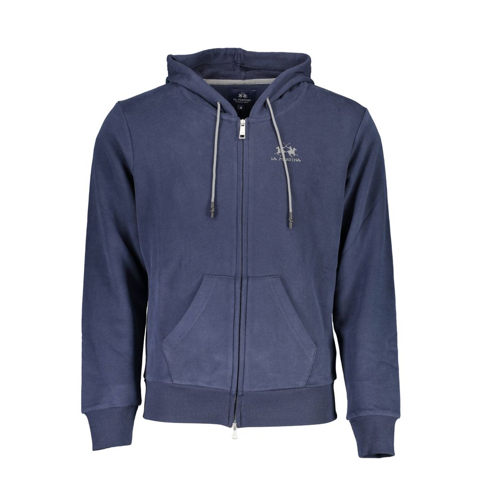 La Martina Men's Blue Cotton Hooded Sweater