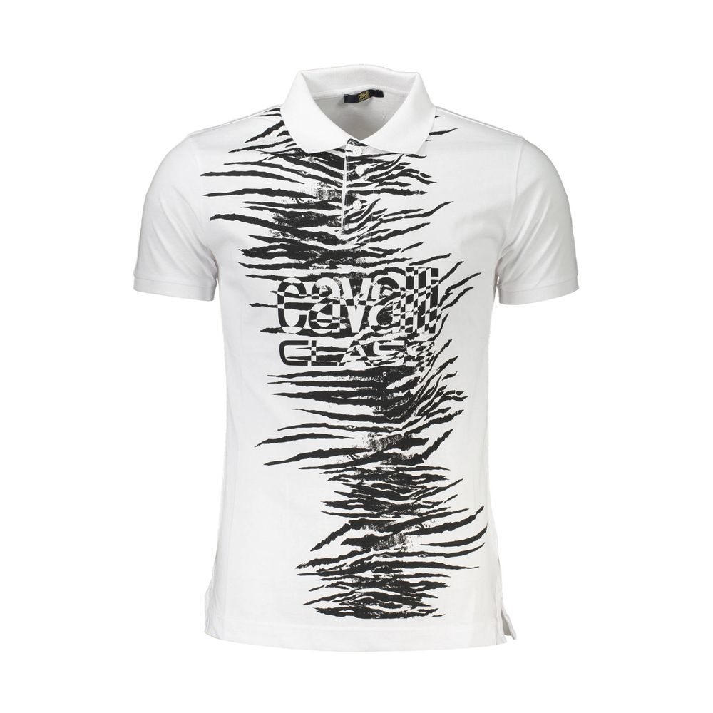 Cavalli Class Baumwoll-Poloshirt in Weiß