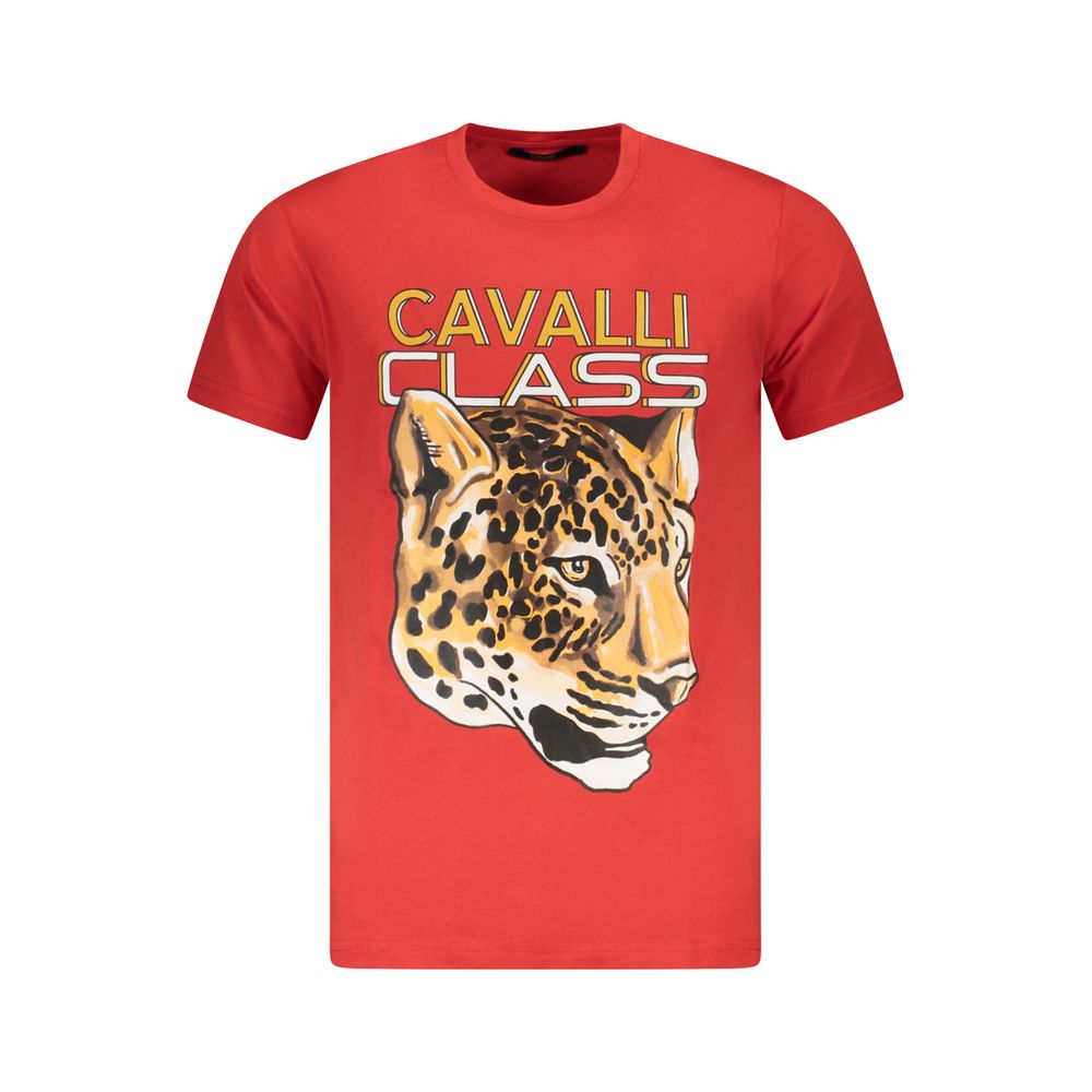 Cavalli Class Rotes Baumwoll-T-Shirt für Herren