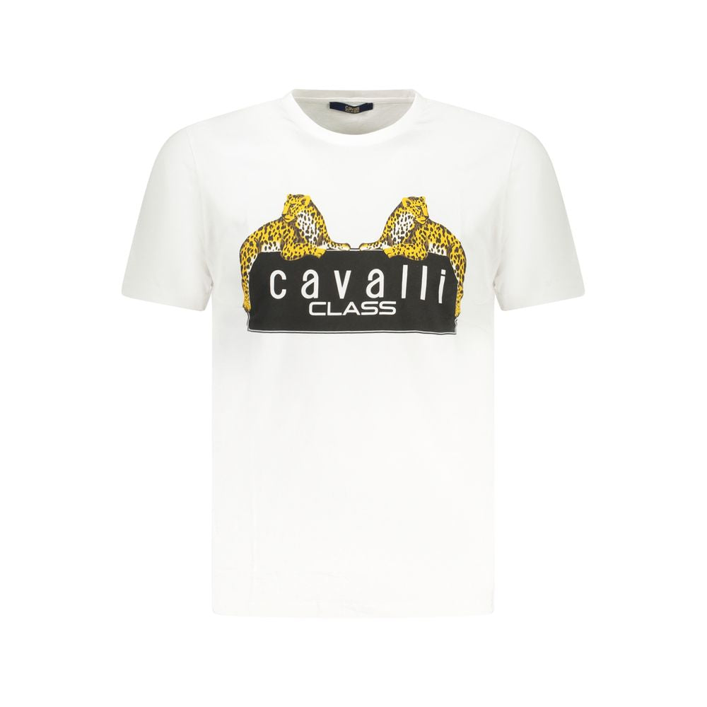 Cavalli Class Weißes Herren-T-Shirt aus Baumwolle