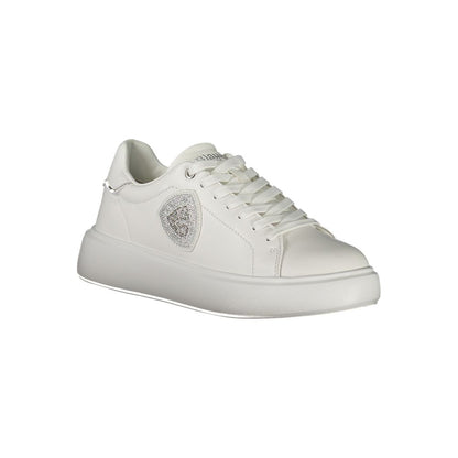 Blauer Weißes Leder Damen Sneaker