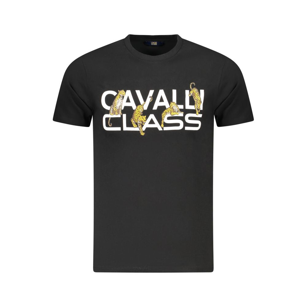 Cavalli Class Schwarzes Baumwoll-T-Shirt für Herren