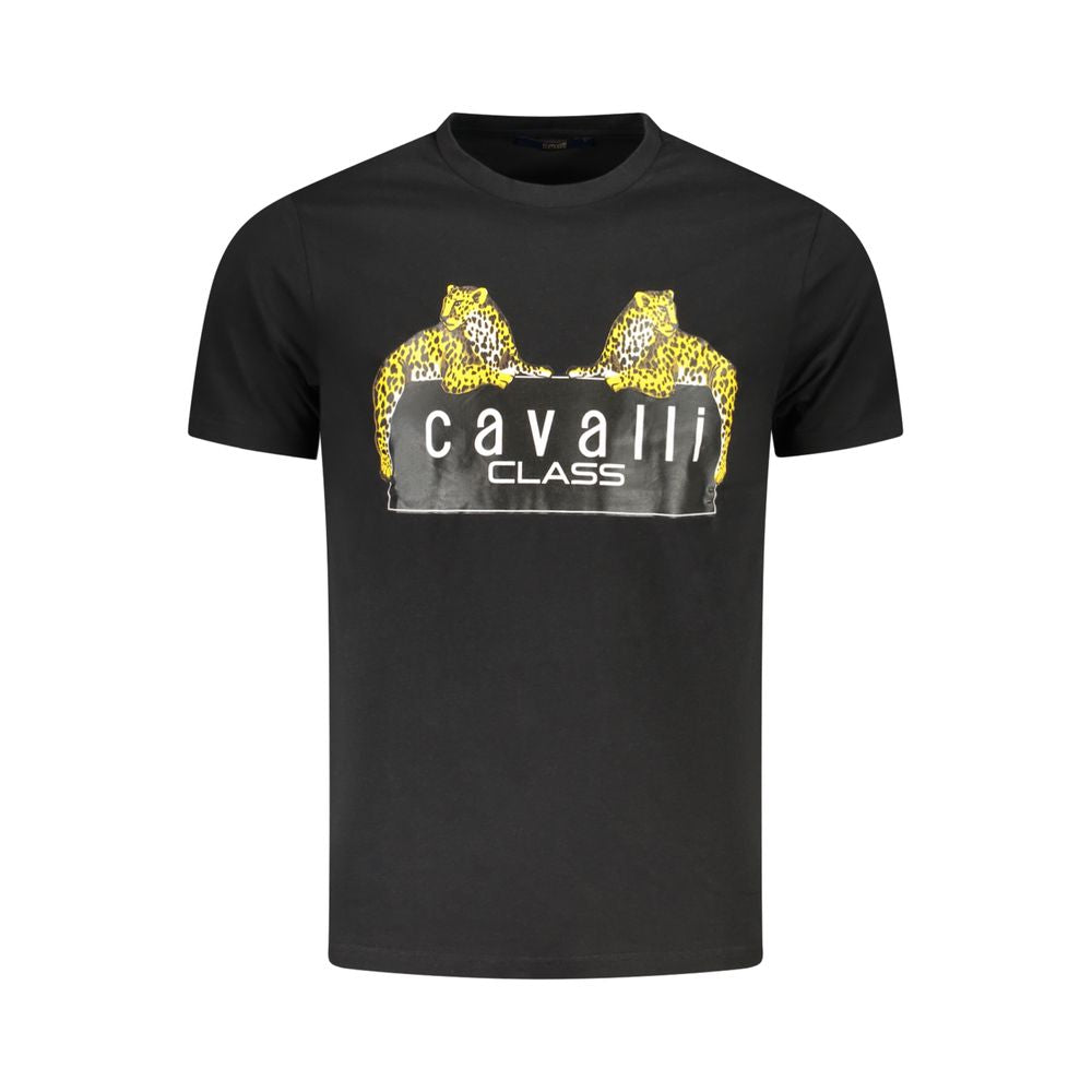 Cavalli Class Schwarzes Baumwoll-T-Shirt für Herren