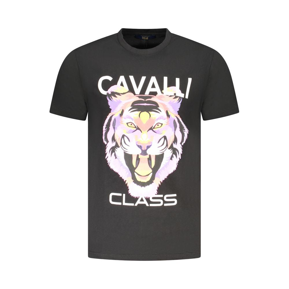 Cavalli Class Schwarzes Baumwoll-T-Shirt für Herren